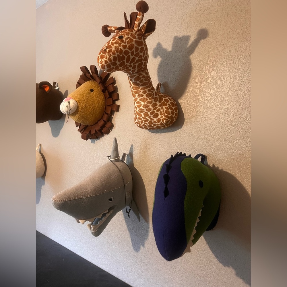Mounted plush animal heads